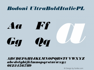 Bodoni UltraBoldItalicPL Version 001.000 Font Sample