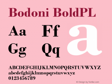 Bodoni BoldPL Version 001.000 Font Sample