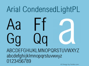Arial CondensedLightPL Version 001.000 Font Sample