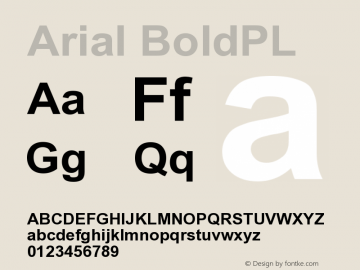 Arial BoldPL Version 001.000 Font Sample