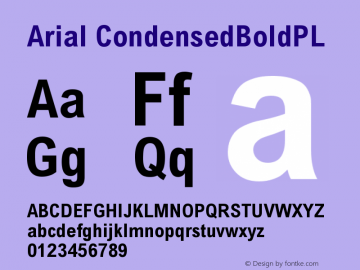Arial CondensedBoldPL Version 001.000 Font Sample