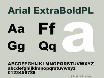 Arial ExtraBoldPL Version 001.000 Font Sample