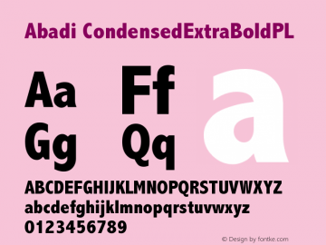 Abadi CondensedExtraBoldPL Version 001.000 Font Sample