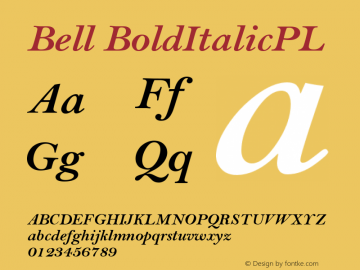 Bell BoldItalicPL Version 001.000图片样张