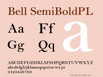 Bell SemiBoldPL Version 001.000 Font Sample