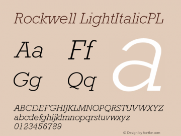 Rockwell LightItalicPL Version 001.000图片样张