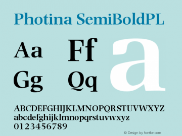 Photina SemiBoldPL Version 001.000 Font Sample
