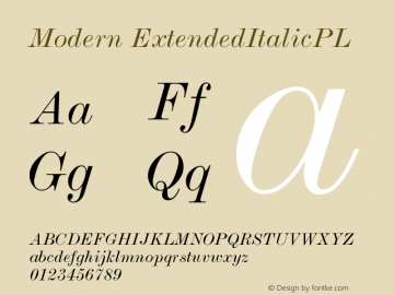 Modern ExtendedItalicPL Version 001.000 Font Sample
