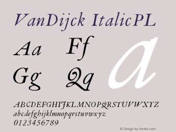 VanDijck ItalicPL Version 001.000 Font Sample