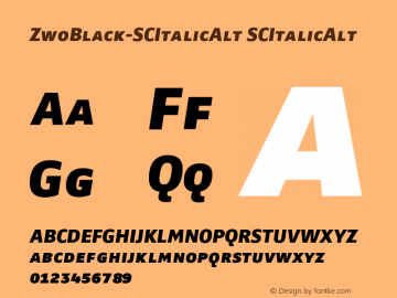 ZwoBlack-SCItalicAlt SCItalicAlt Version 4.313 Font Sample