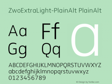 ZwoExtraLight-PlainAlt PlainAlt Version 4.313图片样张