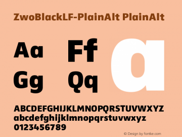 ZwoBlackLF-PlainAlt PlainAlt Version 4.313 Font Sample