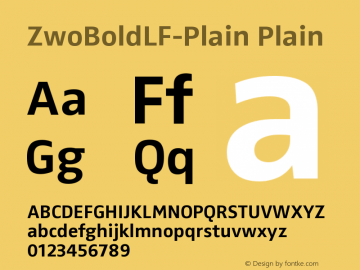 ZwoBoldLF-Plain Plain Version 4.313 Font Sample