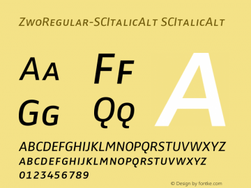 ZwoRegular-SCItalicAlt SCItalicAlt Version 4.313 Font Sample