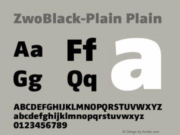 ZwoBlack-Plain Plain Version 4.313 Font Sample