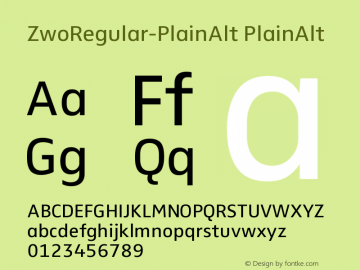 ZwoRegular-PlainAlt PlainAlt Version 4.313 Font Sample