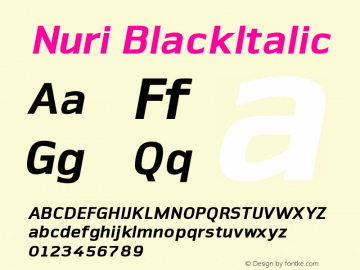 Nuri BlackItalic Version 001.000 Font Sample