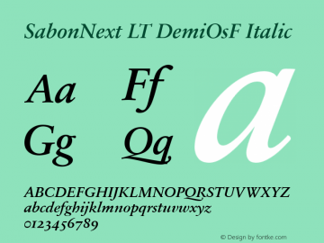 SabonNext LT DemiOsF Italic Version 1.02;2005 Font Sample