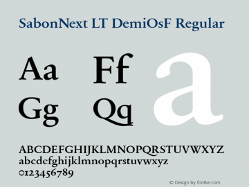 SabonNext LT DemiOsF Regular Version 1.02;2005 Font Sample