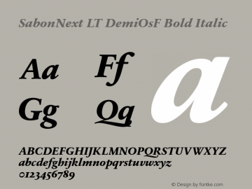 SabonNext LT DemiOsF Bold Italic Version 1.02;2005 Font Sample
