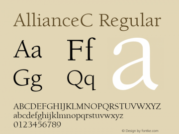 AllianceC Regular Version 001.000 Font Sample