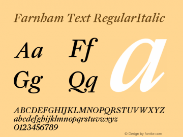 Farnham Text RegularItalic Version 001.000图片样张