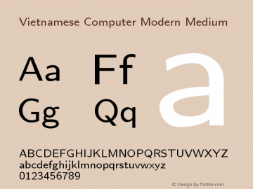 Vietnamese Computer Modern Medium Version 1.0 Font Sample