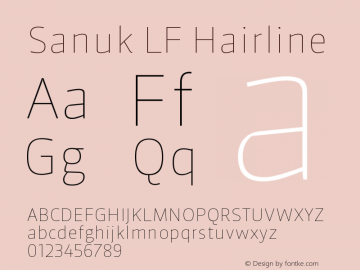 Sanuk LF Hairline Version 7.046 Font Sample