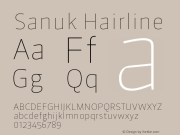 Sanuk Hairline Version 7.046 Font Sample