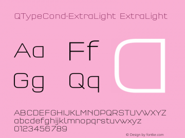 QTypeCond-ExtraLight ExtraLight Version 004.460 Font Sample