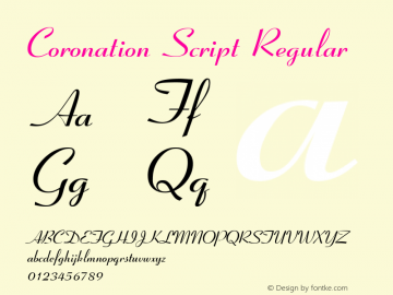 Coronation Script Regular Rev. 002.02q Font Sample