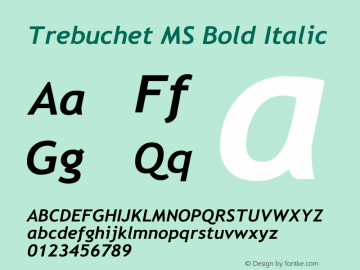 Trebuchet MS Bold Italic Unknown图片样张