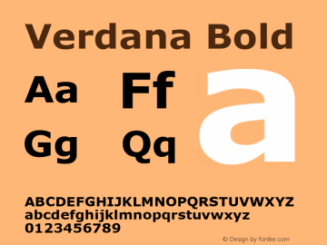 Verdana Bold Unknown Font Sample