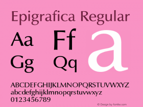 Epigrafica Regular Version 1.00 Font Sample