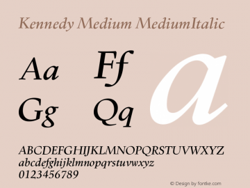 Kennedy Medium MediumItalic Version 002.000 Font Sample