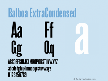 Balboa ExtraCondensed Version 001.000 Font Sample