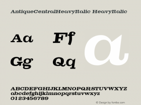 AntiqueCentralHeavyItalic HeavyItalic Version 001.000图片样张