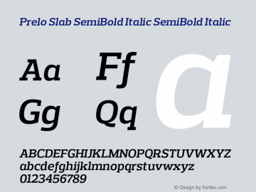 Prelo Slab SemiBold Italic SemiBold Italic Version 1.0 Font Sample