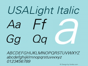 USALight Italic 1.0 Wed Nov 18 14:09:43 1992 Font Sample