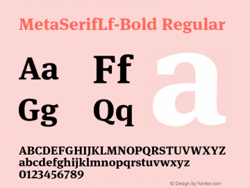 MetaSerifLf-Bold Regular 7.502 Font Sample