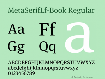 MetaSerifLf-Book Regular 7.502 Font Sample