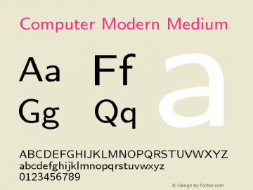 Computer Modern Medium Version 0.3 Font Sample