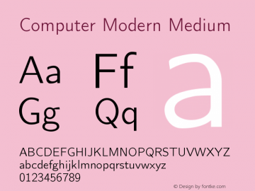 Computer Modern Medium Version 0.3 Font Sample