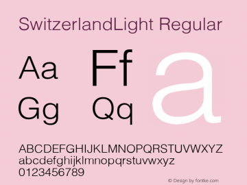SwitzerlandLight Regular v1.0c Font Sample