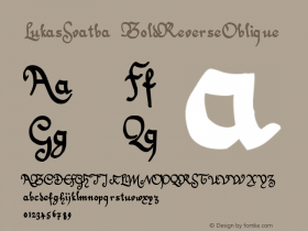 LukasSvatba BoldReverseOblique Version 001.000 Font Sample