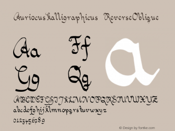 AuriocusKalligraphicus ReverseOblique Version 001.5 Font Sample