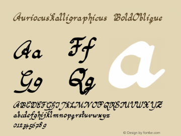 AuriocusKalligraphicus BoldOblique Version 001.5 Font Sample