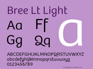 Bree Lt Light Version 1.001 Font Sample