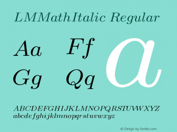 LMMathItalic9 Regular Version 2.003 Font Sample