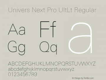 Univers Next Pro UltLt Regular Version 1.00图片样张